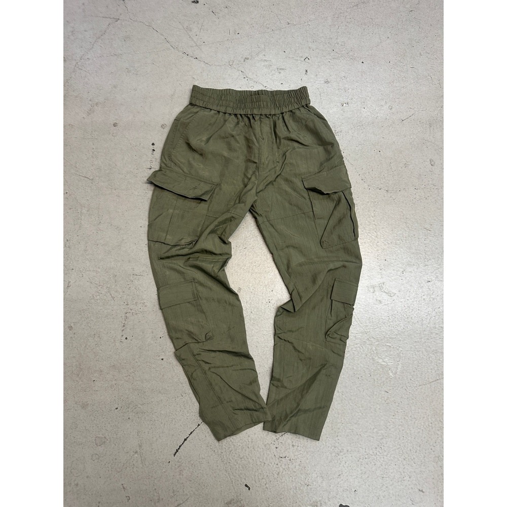 Richie Le Mens Olive Green Cargo Pants Elastic Waist Snap Leg Opening Small